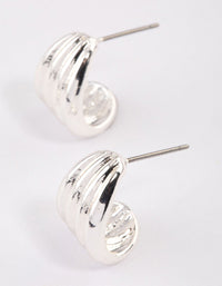 Silver Raked Huggie Earrings & Polishing Set - link has visual effect only