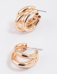 Gold Triple Row Hoop Earrings & Polishing Set - link has visual effect only