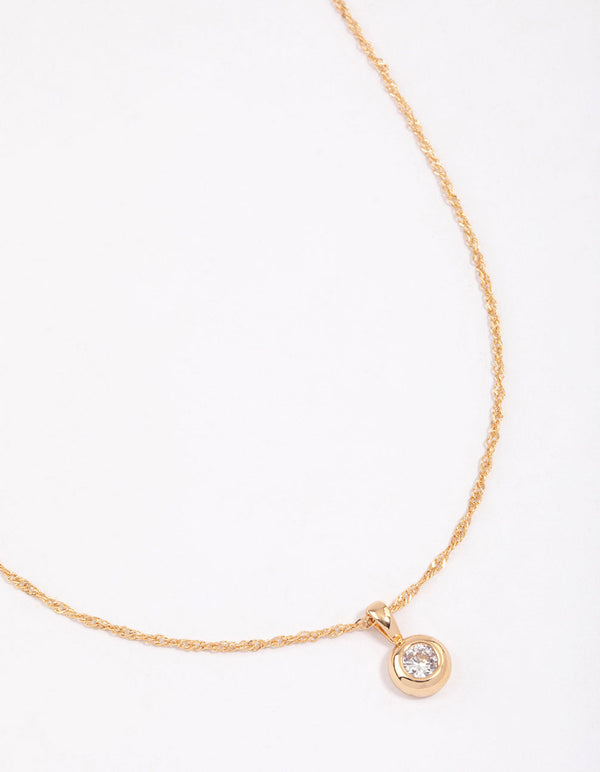 Gold Bezel Diamante Drop Necklace & Polishing Set