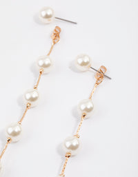 Gold Fine Snake Chain Pearl Drop Earrings - link has visual effect only