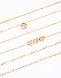 Gold Mixed Chain & Diamante Heart Choker Pack - link has visual effect only