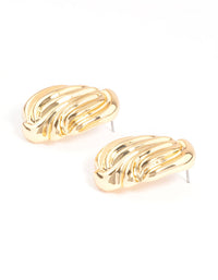 Gold Plated Statement Textured Stud Earrings - link has visual effect only