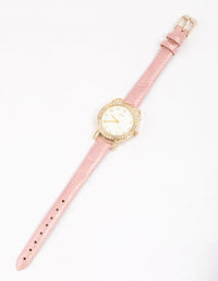 Kids Diamante & Glitter Cat Faux Leather Watch - link has visual effect only