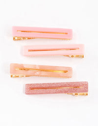 Kids Thin Rectangular Hair Clips 4-Pack - link has visual effect only