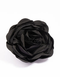 Black Fabric Plisse Flower Corsage Clip - link has visual effect only