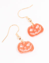 Gold Angry Pumpkin Drop Earrings - link has visual effect only