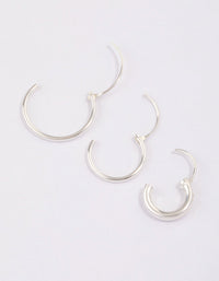 Sterling Silver Mixed Thick Hoop Earrings Pack - link has visual effect only