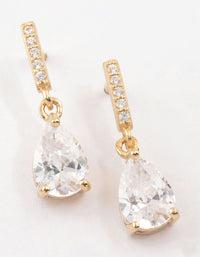 Gold Plated Sterling Silver Teardrop Cubic Zirconia Drop Earrings - link has visual effect only