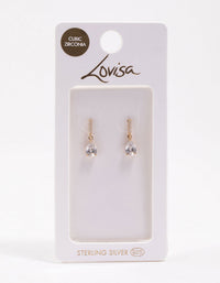 Gold Plated Sterling Silver Teardrop Cubic Zirconia Drop Earrings - link has visual effect only