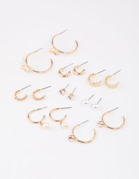 Gold Diamante & Pearl Butterfly Earrings 8-Pack - link has visual effect only