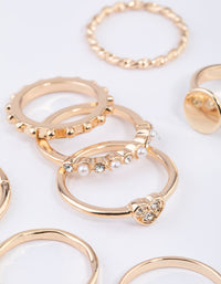 Gold Disc & Diamante Heart Ring 8-Pack - link has visual effect only