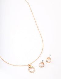 Gold Diamante Circle Heart Jewellery Set - link has visual effect only