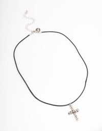 Rhodium Cord Skull Cross Necklace - link has visual effect only