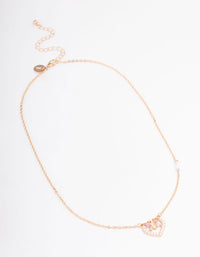 Gold Pearl Heart & Diamante Butterfly Necklace - link has visual effect only