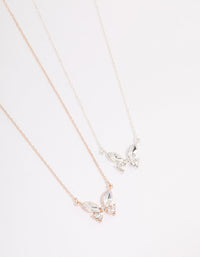 Mixed Metal Diamante Butterfly Necklace Pack - link has visual effect only