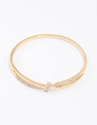 Gold Plated Cubic Zirconia Twisted Bangle - link has visual effect only