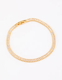 Gold Plated Cubic Zirconia Dainty Baguette Tennis Bracelet - link has visual effect only