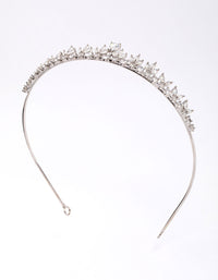 Silver Cubic Zirconia Mixed Stone Leaf Crown - link has visual effect only