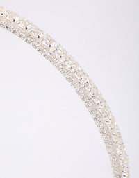 Silver Cubic Zirconia Round Stone Encased Headband - link has visual effect only