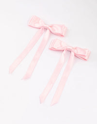 Pink Fabric Satin Scallop Hair Bows Pack - link has visual effect only