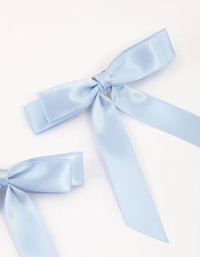 Blue Fabric Medium Double Loop Hair Bows Pack - link has visual effect only