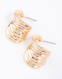 Gold Wide Textured Hoop Earrings - link has visual effect only