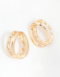 Gold Molten Double Ring Drop Earrings - link has visual effect only