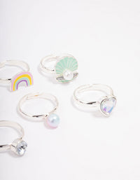 Kids Silver Shell Ring 6-Pack - link has visual effect only