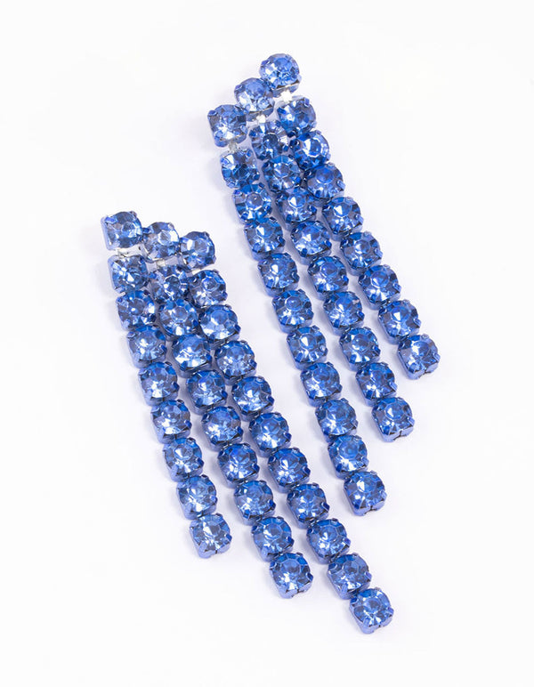 Blue Layered Cupchain Drop Earrings