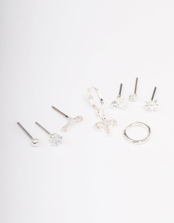 Silver Plated Aries Earring Pack