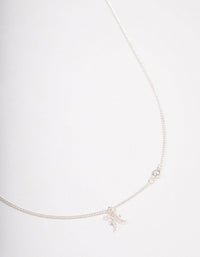 Silver Plated Pisces Necklace With Cubic Zirconia Pendant - link has visual effect only