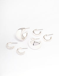 Silver Multi Hoop Earrings Pack - link has visual effect only