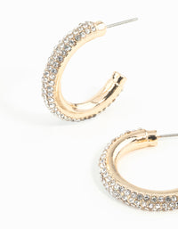 Gold Diamante Tube Hoop Earrings - link has visual effect only