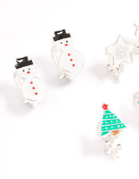 Kids Christmas Snowman Clip On Earrings 5-Pack - link has visual effect only