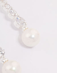 Silver Cubic Zirconia Pearl Drop Earrings - link has visual effect only