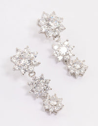 Silver Cubic Zirconia Drop Flower Earrings - link has visual effect only