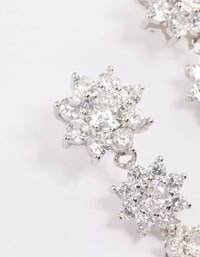 Silver Cubic Zirconia Drop Flower Earrings - link has visual effect only