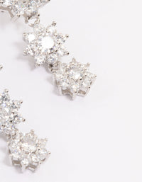 Silver Cubic Zirconia Drop Flower Earrings - link has visual effect only