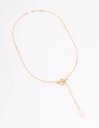 Gold Rose Quartz Charm T&O Pendant Necklace - link has visual effect only