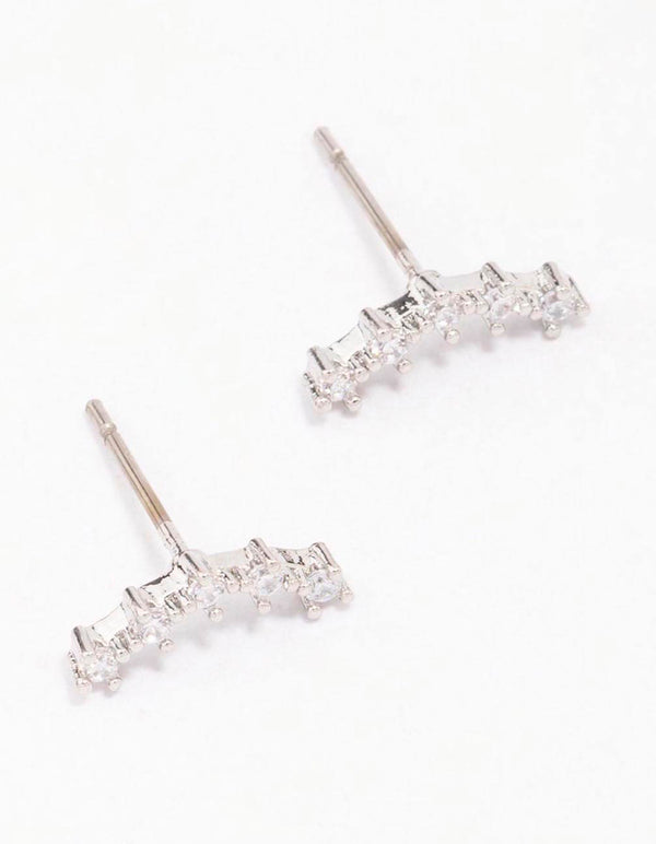 Surgical Steel Cubic ZIrconia Crawler Stud Earrings