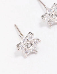 Surgical Steel Cubic Zirconia Flower Stud Earrings - link has visual effect only