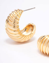 Gold Plated Bold Croissant Hoop Earrings - link has visual effect only