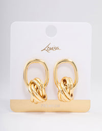 Gold Plated Oval Knotted Drop Earrings - link has visual effect only