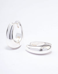 Silver Plated Chunky Oval Huggie Earrings - link has visual effect only