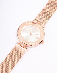 Rose Gold Crystal & Mesh Watch - link has visual effect only