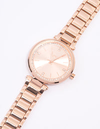 Rose Gold Crystal Dial Watch - link has visual effect only