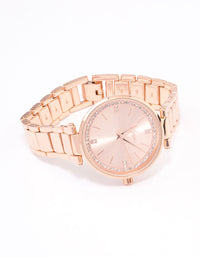 Rose Gold Crystal Dial Watch - link has visual effect only