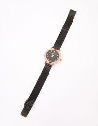 Black Crystal Bezel Mesh Watch - link has visual effect only