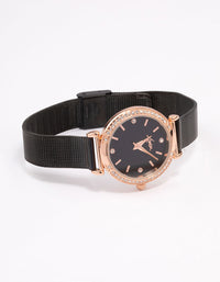 Black Crystal Bezel Mesh Watch - link has visual effect only