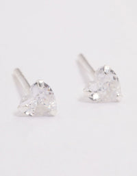 Sterling Silver Cubic Zirconia Heart Stud Earrings 4mm - link has visual effect only